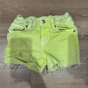 Cat & Jack Neon Yellow Frayed Jean Shorts Girl’s Sz 6/7